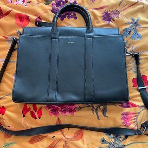 Matt & Nat Parallel Unisex Satchel Briefcase black vegan leather
